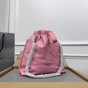 CRUSH SMALL TOTE BAG 27 IN PINK CRUSHED CALFSKIN SILVER HARDWARE