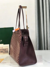 HARDY PM BAG 40 IN BROWN GOYARDINE CANVAS AND TAURILLON LEATHER TRIM