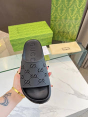 PLATFORM SANDALS IN BLACK MONOGRAM IMPORTED TPU