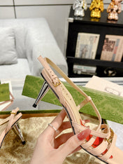 HIGH HEEL 65MM IN TAN BEIGE CALFSKIN WITH RED HEART