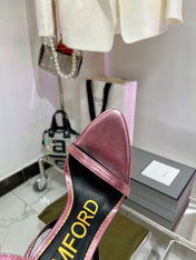 PADLOCK HIGH HEEL 10 CM SANDAL IN CREPE PINK SHEEPSKIN