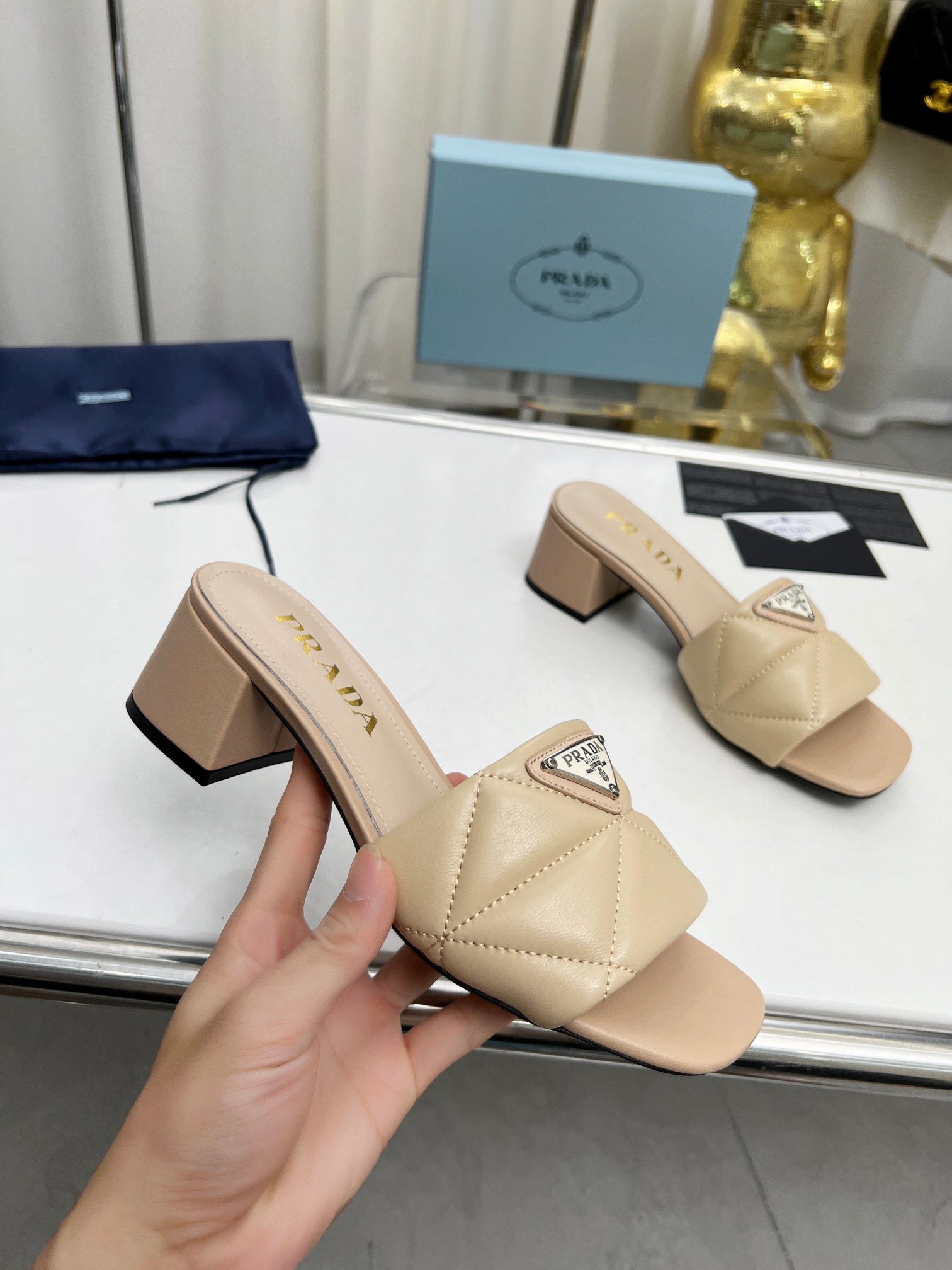 PRA EMBROIDERED SANDALS 45 BEIGE LAMBSKIN