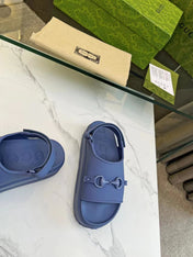 HORSEBIT FLATFORM SANDAL 5 CM IN AEGEAN BLUE IMPORTED TPU
