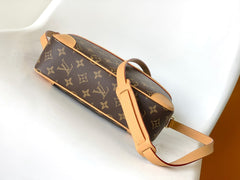 TROCADERO MEDIUM MESSENGER BAG 27 IN BEIGE AND BROWN MONOGRAM COATED CANVAS