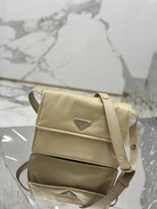 PRA CINI 23 MEDIUM BAG IN FLAX YELLOW RE-NYLON WITH STRAP