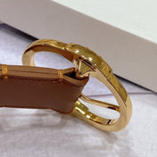 CL LARGE 35MM TWIN TRIOMPHE BELT IN BRONZE BROWN CALFSKIN GOLD HARDWARE