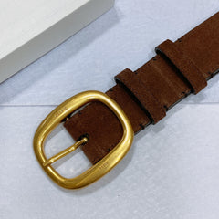 CL LARGE 35 MM BELT IN CHOCOLATE BROWN SUEDE GOLD HARDWARE