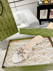 GG CRYSTAL MID - HEEL WHITE CALFSKIN