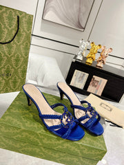 GG CRYSTAL MID - HEEL AZURE CALFSKIN