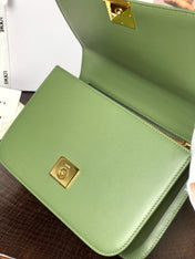 LOE GOYA BAG 23 IN AVOCADO GREEN SILK CALFSKIN