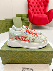GG TRAINER SAGE CALFSKIN WITH FLOWERS PATTERN