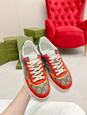 GG TRAINER LIGHT BROWN AND CANDY CALFSKIN