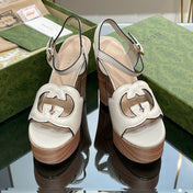 GG 120 INTERLOCKING G SANDAL WHITE CALFSKIN