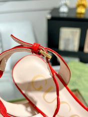GG HIGH - HEEL SANDAL CRIMSON FABRIC ATTACH BOW