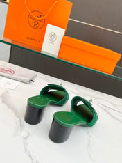 Gigi 50 Sandal Green Suede Green Calfskin
