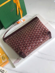 CONTI POUCH 24 IN WINE RED LAMBSKIN AND GOYARDINE CANVAS