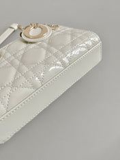 MINI D-JOY BAG 17 IN WHITE LAMBSKIN