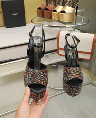 SL SUPER HIGH HEELS SANDAL RAINBOW CRYSTAL SATIN