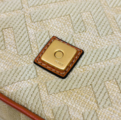 Fend Baguette Tan Beige Canvas Bag 27 with FF Embroidery Ghw