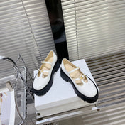HIGH FLAT SANDALS WITH DOUBLE STRAP-DESIGN LEATHER WHITE