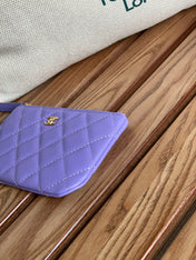 CC CLASSIC SMALL 15 ZIPPED POUCH IN AMETHYST PURPLE GRAINED CALFSKIN