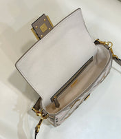 BAGUETTE CANVAS 27 BAG GREY STRAP WITH MULTICOLOUR EMBROIDERY GOLD HARDWARE