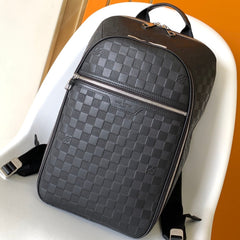 LV 25S MICHAEL BACKPACK 42 IN EMBOSSED DAMIER INFINI BLACK CALFSKIN