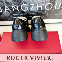 VIV' RANGERS LOAFERS IN BLACK SHINY CALFSKIN STRASS BUCKLE
