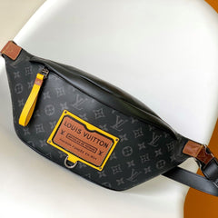 LV 25S BUMBAG 37 IN BLACK AND YELLOW COATED MONOGRAM CALFSKIN