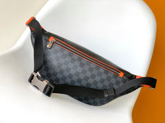LV 25S BUMBAG 37 IN BLACK AND ORANGE COATED MONOGRAM CALFSKIN