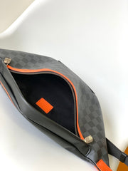 LV 25S BUMBAG 37 IN BLACK AND ORANGE COATED MONOGRAM CALFSKIN