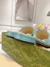 GG CHUNKY SLIDE SANDAL BLUE SKY CALFSKIN