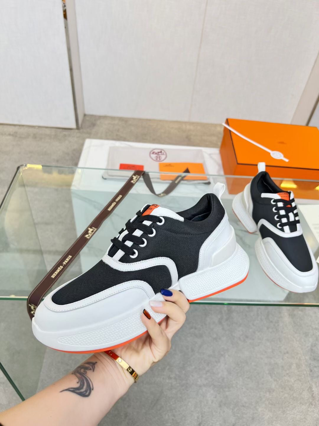 GIGA SNEAKER BLACK MIX WHITE CALFSKIN