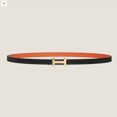 HM FOCUS BUCKLE & REVERSIBLE BLACK AND ORANGE LEATHER STRAP 13MM GOLD HARDWARE
