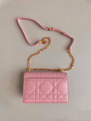 MISS CARO 17 CHAIN BAG IN HOT PINK LAMBSKIN