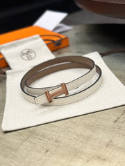 HM FOCUS BUCKLE & REVERSIBLE PEANUT BROWN AND WHITE LEATHER STRAP 13MM COPPER HARDWARE