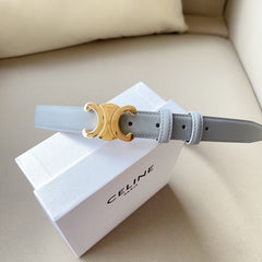 Medium Triomphe Belt 25mm Baby Blue Calfskin Ghw