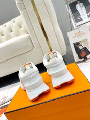 GIGA SNEAKER IN WHITE CREAM STITCHED MESH AND CALFSKIN