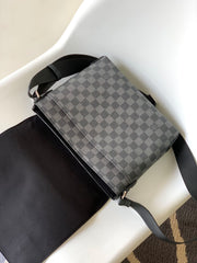 LV 25S SMALL DISTRICT CROSSBODY BAG 25 IN BLACK DAMIER GRAPHITE CANVAS AND CALFSKIN