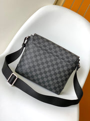 LV 25S SMALL DISTRICT CROSSBODY BAG 25 IN BLACK DAMIER GRAPHITE CANVAS AND CALFSKIN