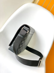 LV 25S SMALL DISTRICT CROSSBODY BAG 25 IN BLACK DAMIER GRAPHITE CANVAS AND CALFSKIN