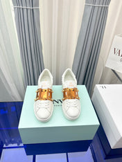 FLATFORM ROCKSTUD UNTITLED SNEAKER IN WHITE MIX COPPER BROWN CALFSKIN