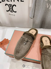 LP CHARMS WALK BABOUCHE LOAFERS ASH BROWN FLEECE