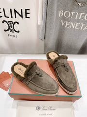 LP CHARMS WALK BABOUCHE LOAFERS ASH BROWN FLEECE