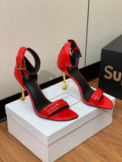 BALMAIN 26S METAL-HEEL SANDALS 105 MM IN RED CALFSKIN