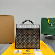 LEGER BACKPACK 37 IN BLACK GOYARDINE CANVAS WITH CALFSKIN TRIM