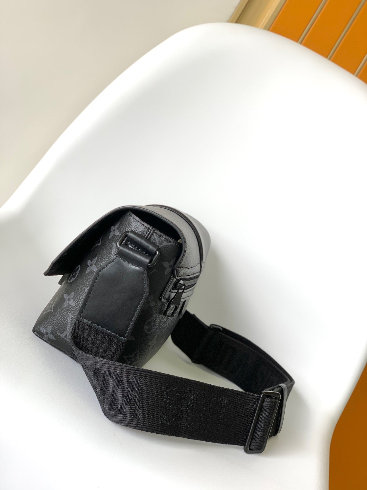 S-CAPE MESSENGER BAG 28 IN BLACK MONOGRAM ECLIPSE CANVAS