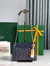 ROUETTE STRUCTURÉ MINI BAG 21 IN NAVY BLUE GOYARDINE CANVAS AND CALFSKIN
