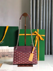 ROUETTE STRUCTURÉ MINI BAG 21 IN WINE RED GOYARDINE CANVAS AND CALFSKIN