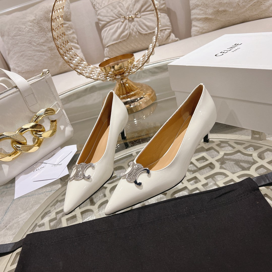 HIGH-HEELS 5 CM IN WHITE CALFSKIN